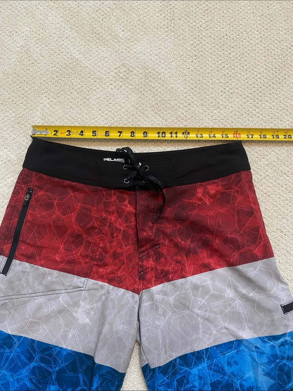 Men’s PELAGIC Hydro-Lite Swim Trunks - Red, Gray & Blue